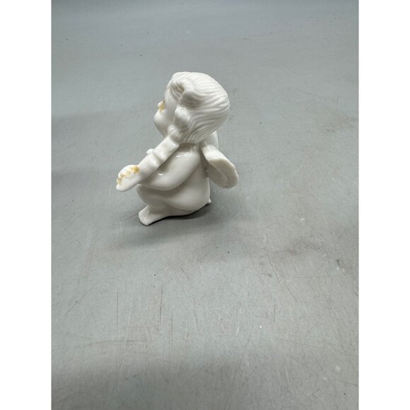 Vintage Ceramic Cherub Angel Figurines Set Of 2 White Musician Angels READ - Picture 12 of 14